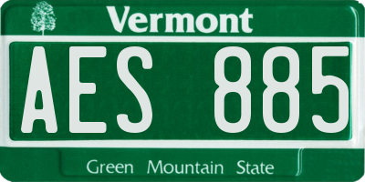 VT license plate AES885
