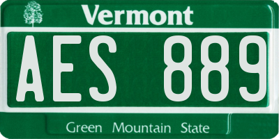 VT license plate AES889