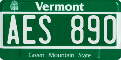 VT license plate AES890