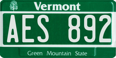 VT license plate AES892