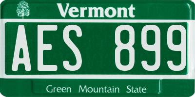 VT license plate AES899
