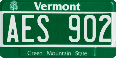 VT license plate AES902