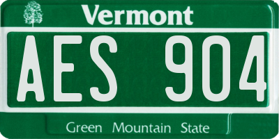 VT license plate AES904