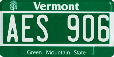VT license plate AES906