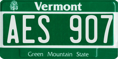 VT license plate AES907