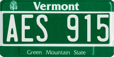 VT license plate AES915