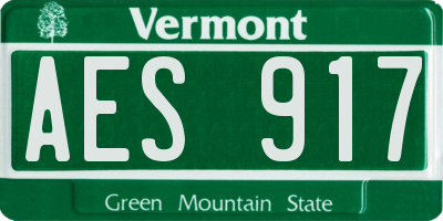 VT license plate AES917