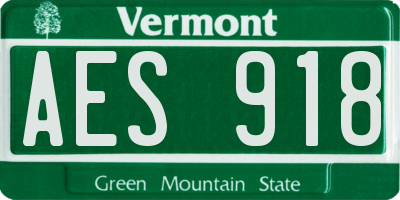 VT license plate AES918