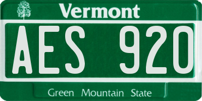 VT license plate AES920