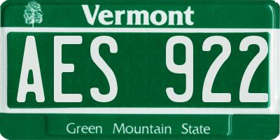 VT license plate AES922