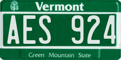 VT license plate AES924