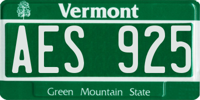 VT license plate AES925