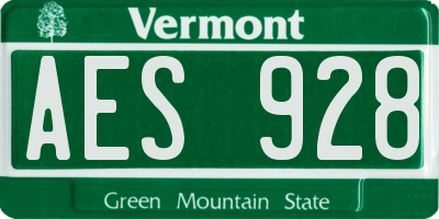 VT license plate AES928