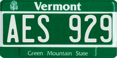 VT license plate AES929
