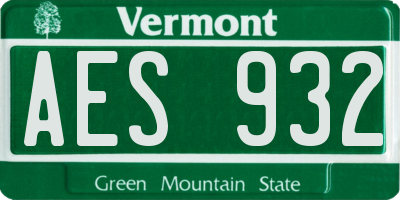 VT license plate AES932