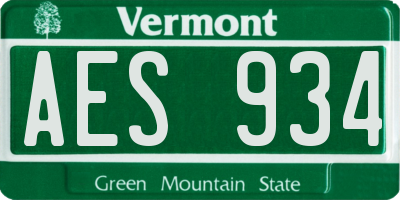 VT license plate AES934