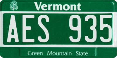 VT license plate AES935