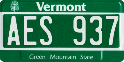 VT license plate AES937