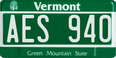 VT license plate AES940