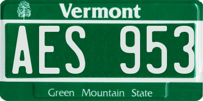 VT license plate AES953