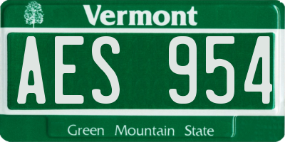 VT license plate AES954