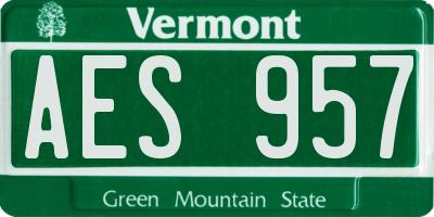 VT license plate AES957