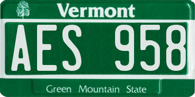 VT license plate AES958