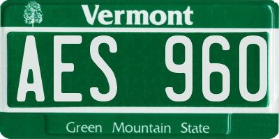 VT license plate AES960