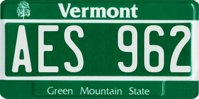 VT license plate AES962