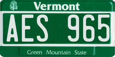 VT license plate AES965