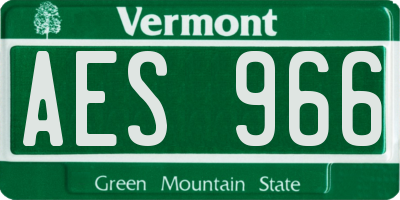 VT license plate AES966