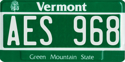 VT license plate AES968