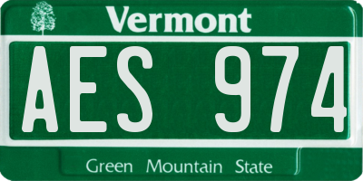 VT license plate AES974