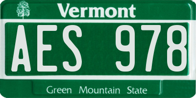 VT license plate AES978