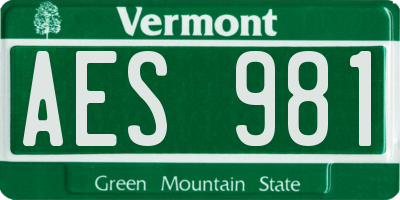 VT license plate AES981