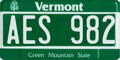 VT license plate AES982