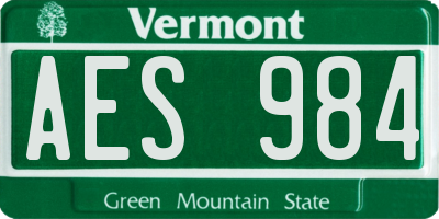 VT license plate AES984