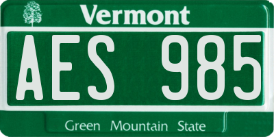 VT license plate AES985