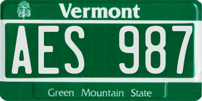 VT license plate AES987