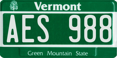 VT license plate AES988