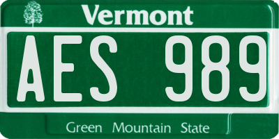 VT license plate AES989