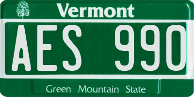 VT license plate AES990