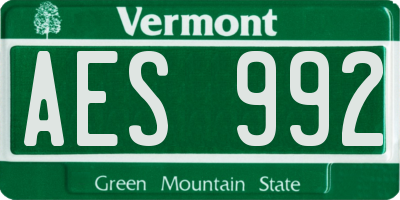 VT license plate AES992