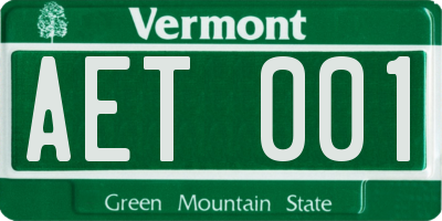 VT license plate AET001