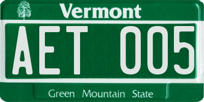 VT license plate AET005