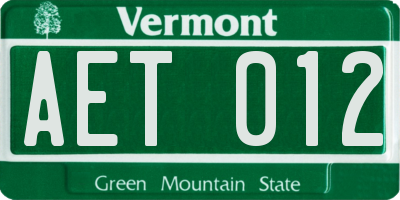 VT license plate AET012