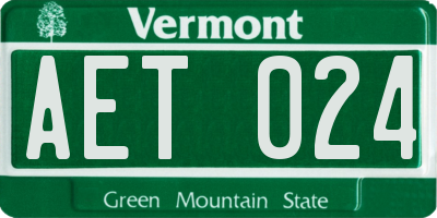 VT license plate AET024