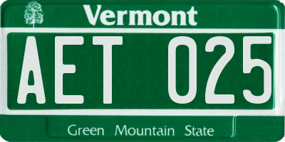 VT license plate AET025
