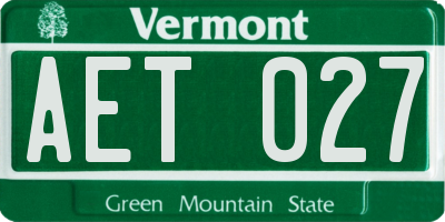 VT license plate AET027
