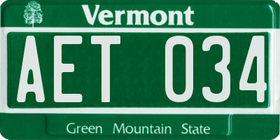 VT license plate AET034
